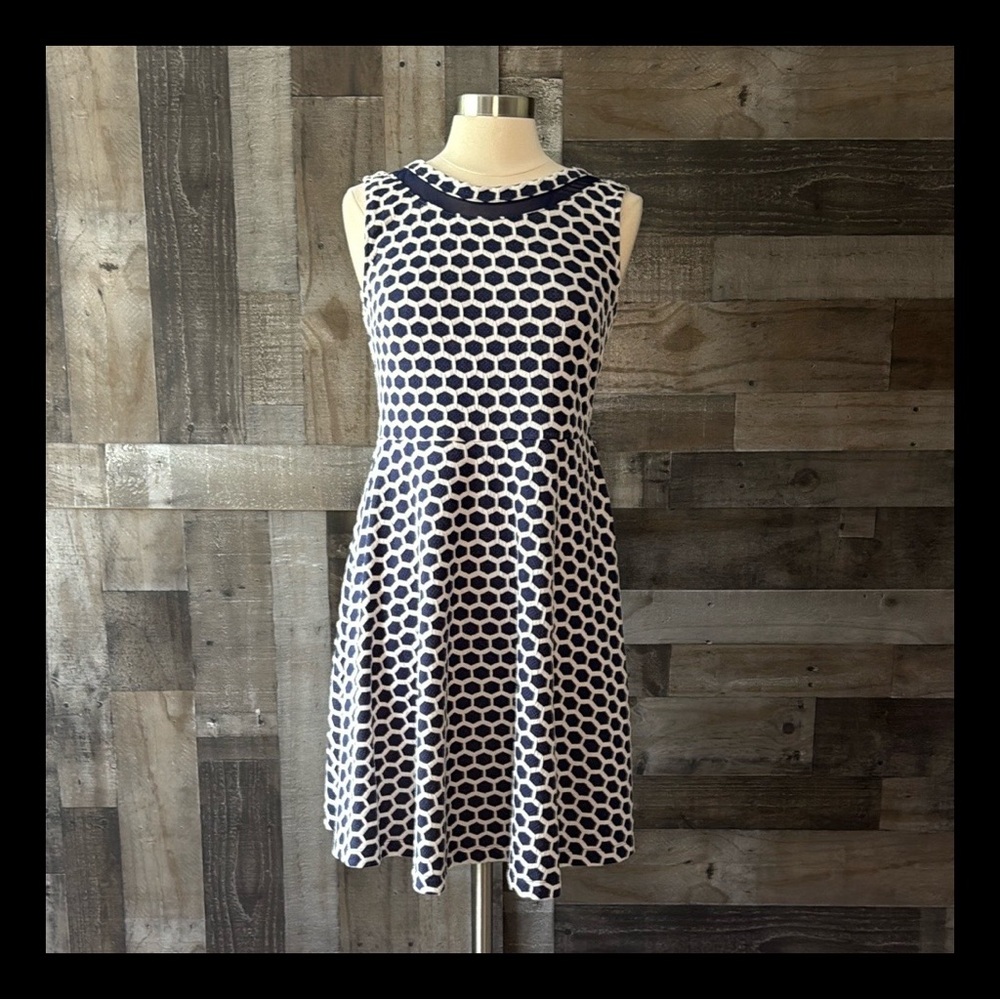 Pixley navy white dress large elegant retro garden party preppy coastal feminine